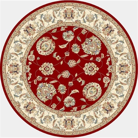 Dynamic Rugs Ancient Garden 5 ft. 3 in. Round 57365-1464 Rug - Red/Ivory ANR5573651464